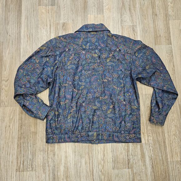Vtg Brownstone Denim Jacket Womens 12 Floral Paisley Shacket Artsy Boho Retro - Picture 5 of 8
